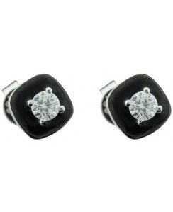 Black Enamel Diamond Earring 18K