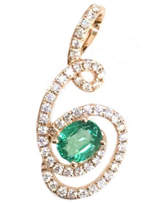 Twisted Emerald Pendant 18K