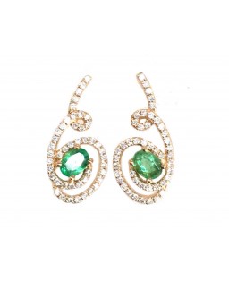 Twisted Emerald Earring 18K