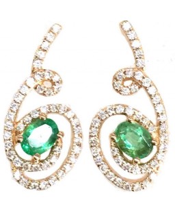 Twisted Emerald Earring 18K