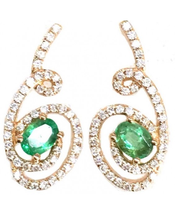 Twisted Emerald Earring 18K