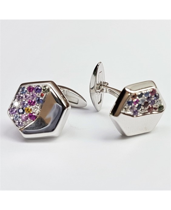 Fancy Sapphire Cufflink 14K