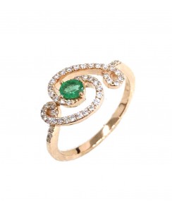 Twisted Shank Emerald Ring 18K